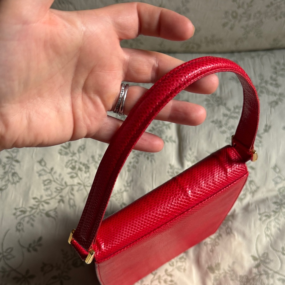 Andrea Pfister Vintage Red Leather and Purple Suede Purse - Picture 8 of 17